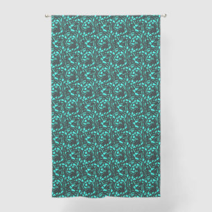 Geometric Turquoise Shapes Pattern Sheer Curtains