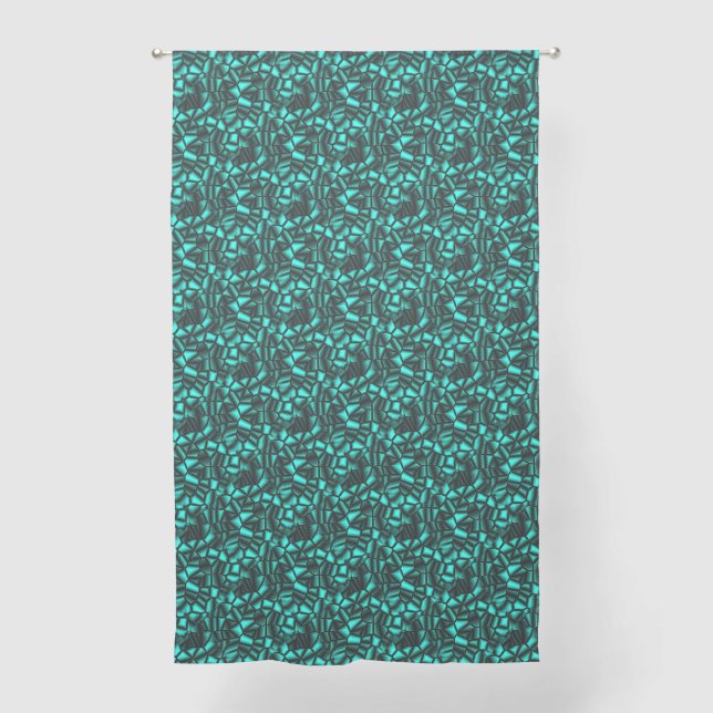 Geometric Turquoise Shapes Pattern Sheer Curtains (Front)