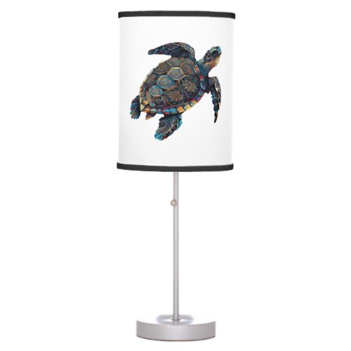 Geometric Turtle Colorful Abstract Rainbow Table Lamp
