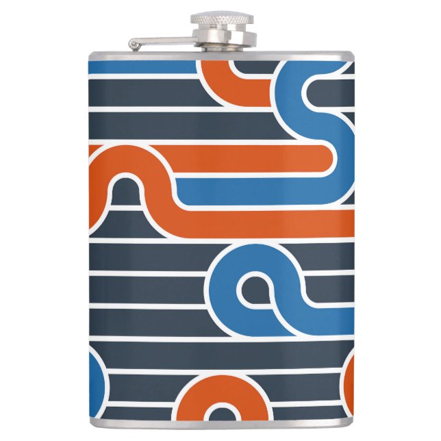 Geometric Twisted Lines Vintage Flask (Front)