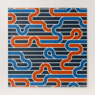 Geometric Twisted Lines Vintage Jigsaw Puzzle