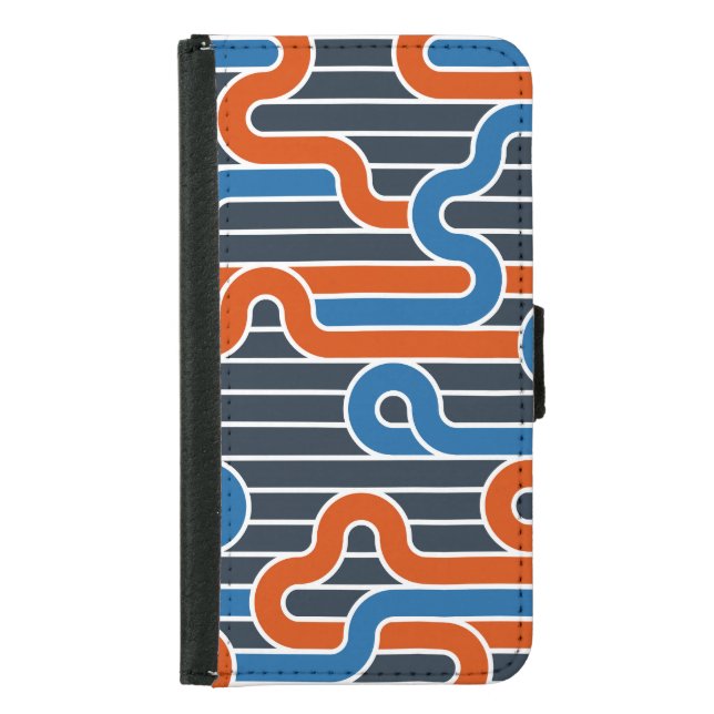 Geometric Twisted Lines Vintage Samsung Galaxy Wallet Case (Front)