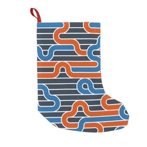 Geometric Twisted Lines Vintage Small Christmas Stocking