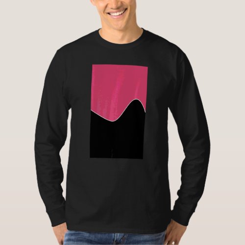 Geometric Two Tone Wave Pattern Dark Pink And Blac T_Shirt