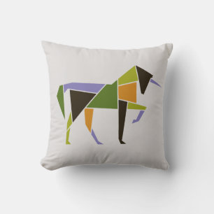 Geometric Unicorn Modern Abstract  Tangram Animal Throw Pillow