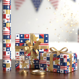 Geometric USA250 4th of July ID1315 Wrapping Paper