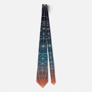 Geometric Vaporwave Sunset   Neck Tie