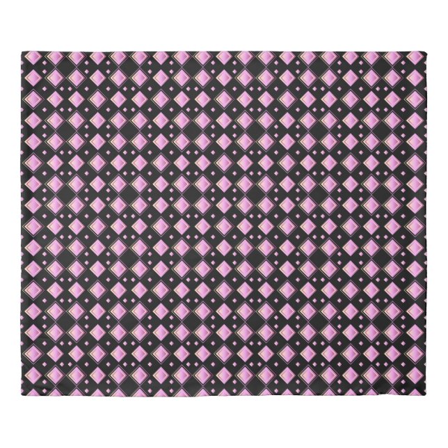 Geometric Vibrant Pink Diamond Shape Pattern Duvet Cover (Front)