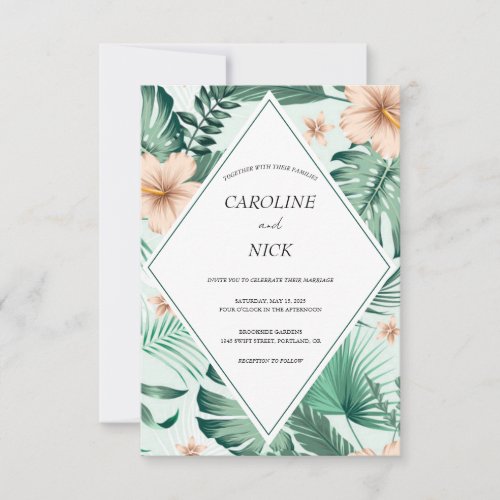 Geometric Vibrant Tropical Wedding Invitation 