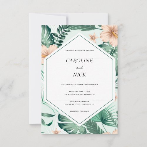 Geometric Vibrant Tropical Wedding Invitation 