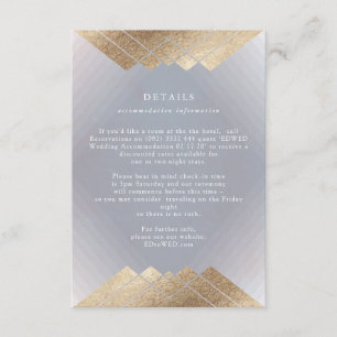 Geometric Vintage Grey Gold Foil Wedding Details Enclosure Card