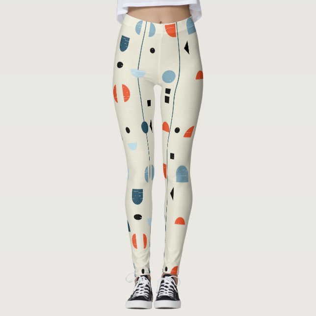 Geometric vintage: mid-century seamless pattern. leggings (Front)