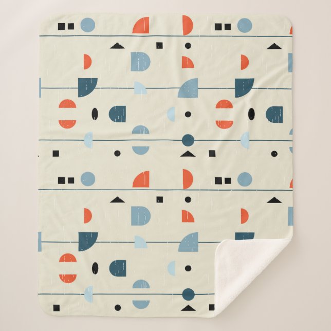 Geometric vintage: mid-century seamless pattern. sherpa blanket (Front)