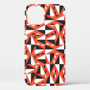 Geometric vintage seamless textile pattern in red, iPhone 12 case