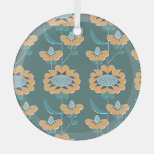 Geometric Vintage: Textile Nautical Motif Glass Ornament
