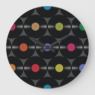 Geometric Vinyl: Simple Seamless Background. Large Clock