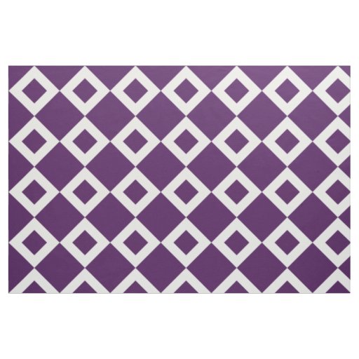 Geometric Violet and White Diamond Pattern Fabric