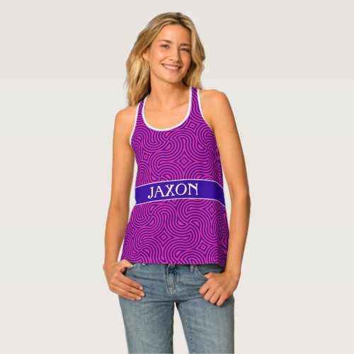 Geometric Violet Pink Minimal Pattern Tank Top