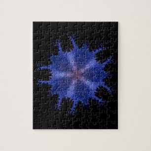 Geometric violet star sky black jigsaw puzzle