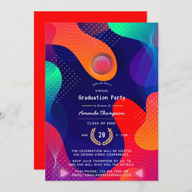 Geometric Virtual Graduation Party Invitation (Front/Back)
