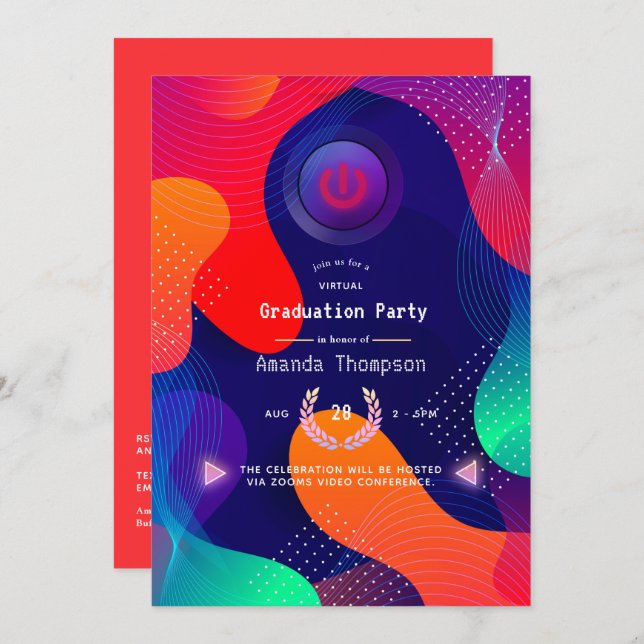 Geometric Virtual Graduation Party Invitation (Front/Back)
