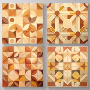Geometric Wall Art Set Earth Tones Abstract Deco Acrylic Photo Tile