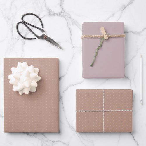 Geometric Warm Neutrals Brown Polka Dots Scrapbook Wrapping Paper Sheets