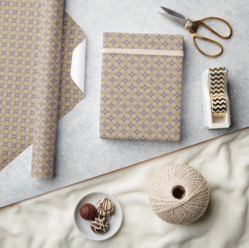 Geometric Warm Neutrals Diamond Zigzags Wrapping Paper