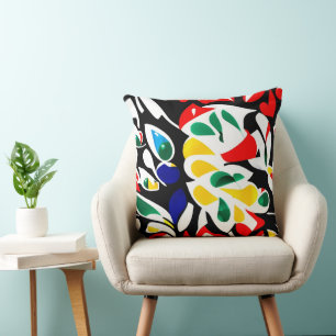 Geometric Water-Drop Art   Bold Colorful Design  Throw Pillow