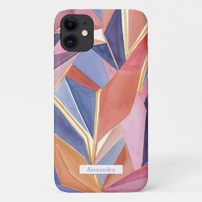 Geometric Watercolor Abstract Custom Phone case (Back)