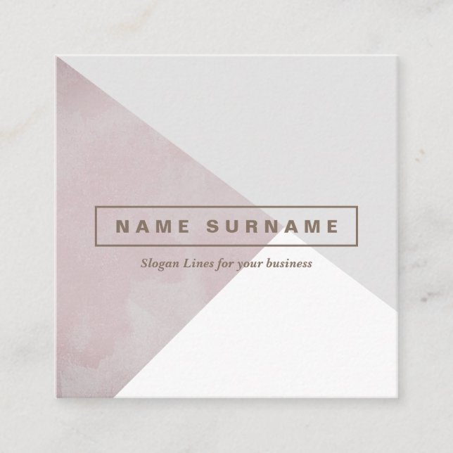 Geometric Watercolor Brown Square Business Card (Front)