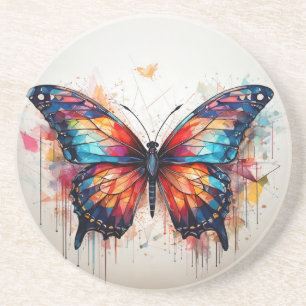 Geometric Watercolor Butterfyly Coaster