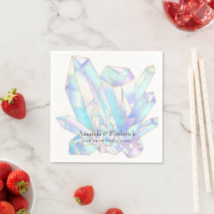 Geometric Watercolor Crystals Wedding Napkins