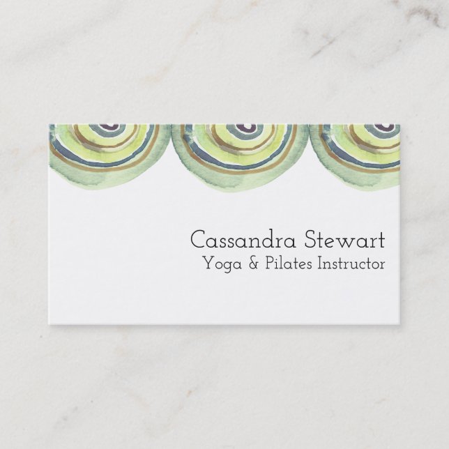 Geometric watercolor design circles Green Arches Business Card (Front)