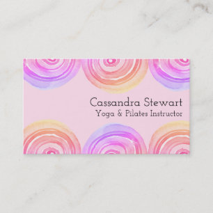 Geometric watercolor design Warm Pink Arches Business Card