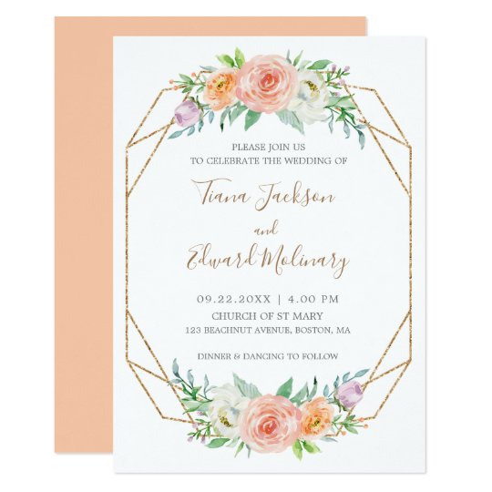 Geometric Watercolor Flower Wedding Invitation | Zazzle.com