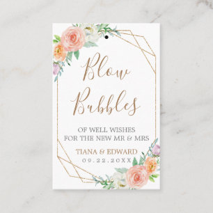 Geometric Watercolor Flowers Bubble Wand Tag