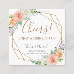 Geometric Watercolor Flowers Drink Ticket