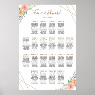Geometric Watercolor Flowers Seating Chart