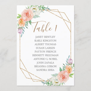 Geometric Watercolor Flowers Wedding Seating Chart Program