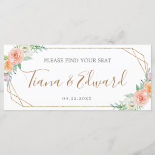 Geometric Watercolor Flowers Wedding Seating Chart Program