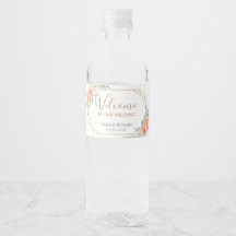 Geometric Watercolor Flowers Welcome Water Label