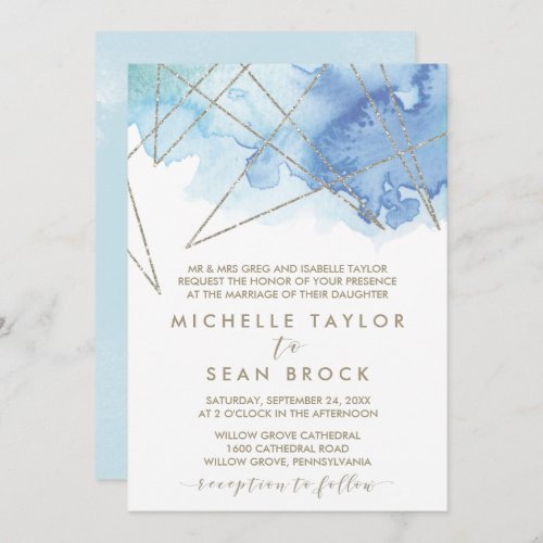 Geometric Watercolor Formal Wedding Invitation