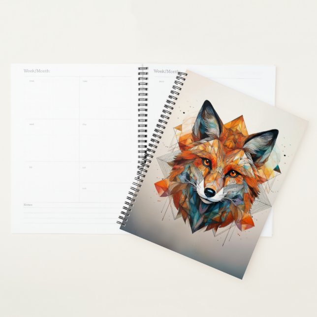 Geometric Watercolor Fox Planner (Display)