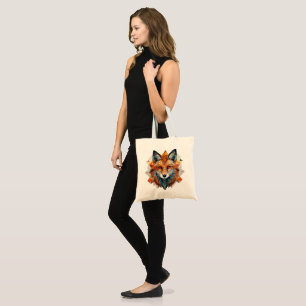 Geometric Watercolor Fox Tote Bag