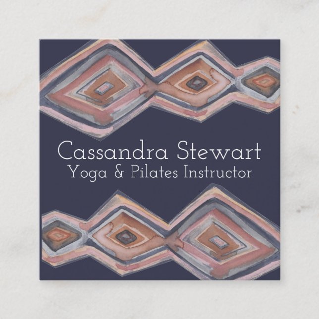 Geometric watercolor hand painted design square business card (Front)