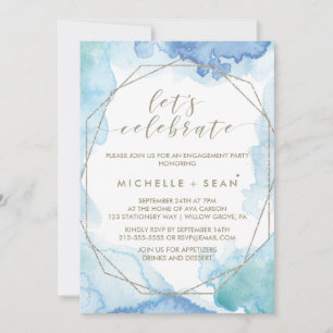 Geometric Watercolor Let's Celebrate Invitation