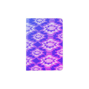 Geometric Watercolor Pattern Boho Blue Purple Passport Holder