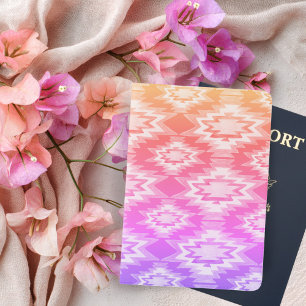 Geometric Watercolor Pattern Boho Pink Purple Passport Holder