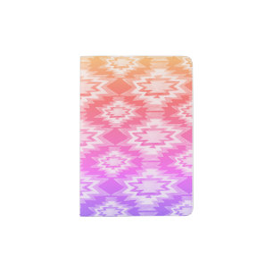 Geometric Watercolor Pattern Boho Pink Purple Passport Holder